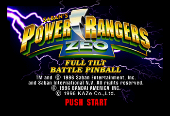 Power Rangers Zeo: Full Tilt Battle Pinball Title Screen